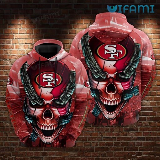 Chained Skull All Over Print 3D Hoodie Gift for San Francisco 49ers Fans