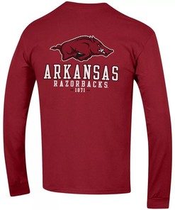 Champion Cardinal Arkansas Razorbacks Team Stack Long Sleeve T-Shirt - Hogs Shirt Gifts for Razorbacks Lovers