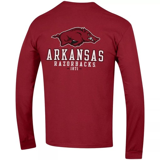Champion Cardinal Arkansas Razorbacks Team Stack Long Sleeve T-Shirt - Hogs Shirt Gifts for Razorbacks Lovers