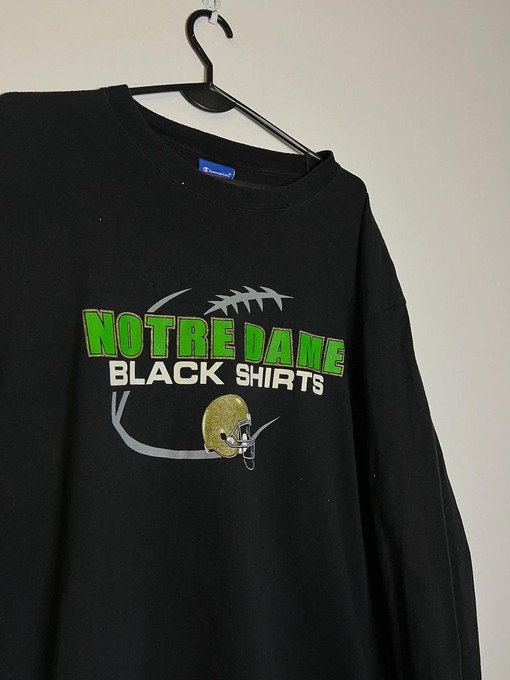 Champion Notre Dame Go Irish Ls Black Shirt Vintage Style Sweatshirt T-shirt, NCAA Football Teams Gifts for Fans - Image 2