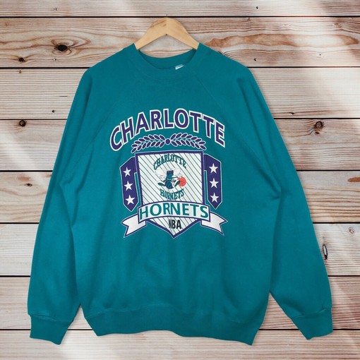Charlotte Hornets Vintage Style Crewneck Sweatshirt Pullover - NBA 90s