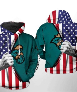 Charm Your Friends with Coastal Carolina Chanticleers NCAA US Flag 3D Hoodie Featuring Custom All Over Print