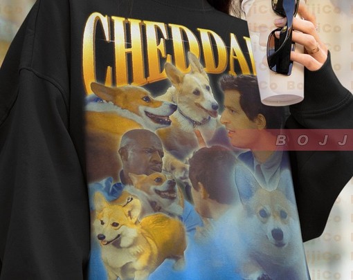 Cheddar Brooklyn 99 Corgi Sweatshirt, Jake Peralta Homage Tee, Minimalist Movie Shirts for Fans - Image 4