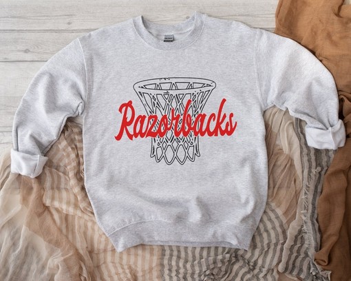 Cheer on the Razorbacks Basketball Team with This Arkansas Hoop Sweatshirt, NCAA Shirts Women