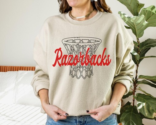 Cheer on the Razorbacks Basketball Team with This Arkansas Hoop Sweatshirt, NCAA Shirts Women - Image 3