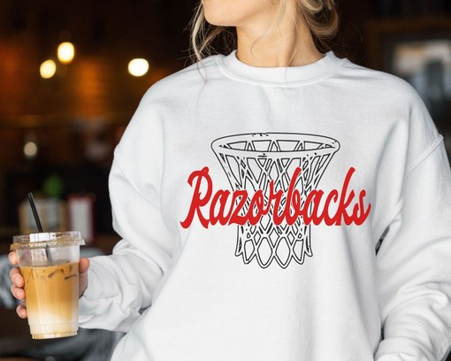Cheer on the Razorbacks Basketball Team with This Arkansas Hoop Sweatshirt, NCAA Shirts Women - Image 4