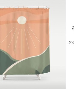 Cheerful Sunshine Orange Sky Mountain Disney Shower Curtain, Extra Heavy and Waterproof
