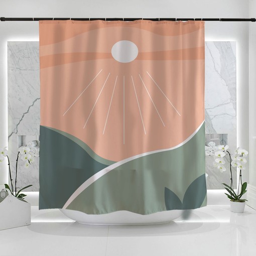 Cheerful Sunshine Orange Sky Mountain Disney Shower Curtain, Extra Heavy and Waterproof - Image 2