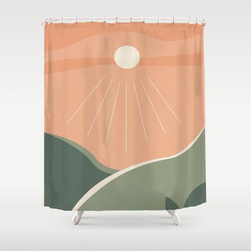 Cheerful Sunshine Orange Sky Mountain Disney Shower Curtain, Extra Heavy and Waterproof - Image 3