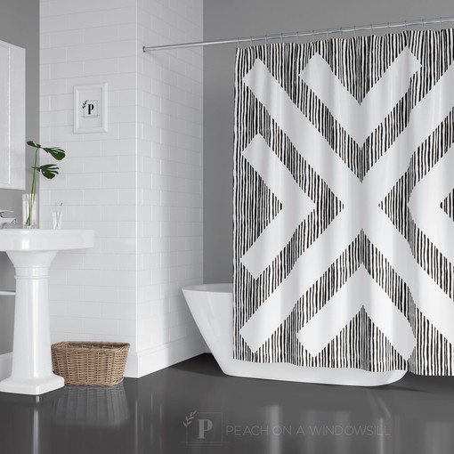 Chevron Design Shower Curtain | Stylish Bohemian Chic Bath Curtain | Bold and Beautiful | Best Shower Curtains