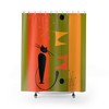 Chic Atomic Cat Green and Yellow Retro Mid Century Modern Shower Curtain for a Bold and Chic Bathroom