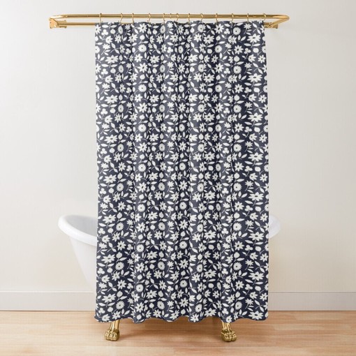 Chic Black and White Floral Disney Boho Shower Curtain - Eco-Friendly and Waterproof Material with Hooks Included - Image 4