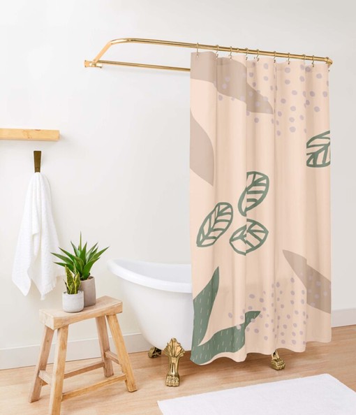 Chic Bohemian Flower Pattern Fabric Boho Pink Floral Shower Curtain - Image 2