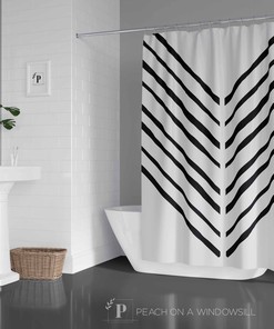 Chic Boho Chevron Shower Curtain - Modern Abstract Line Art for Bohemian Bathroom Decor