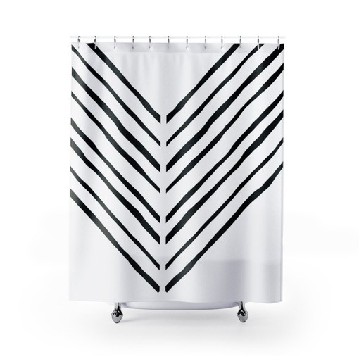 Chic Boho Chevron Shower Curtain - Modern Abstract Line Art for Bohemian Bathroom Decor - Image 3