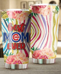 Chic Chicago Cubs Floral Embellishments MLB Tumbler with Customization and Logo
