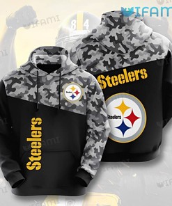 Chic Mix Black Logo - Steelers Military All Over Print Hoodie with Bold Design