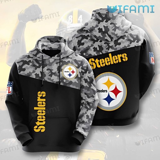 Chic Mix Black Logo - Steelers Military All Over Print Hoodie with Bold Design