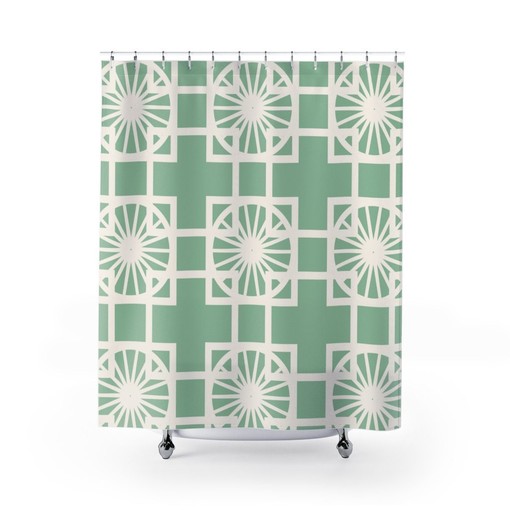 Chic and Invigorating Mid Century Modern Palm Springs Breeze Block Shower Curtain - Unique Bathroom Decor