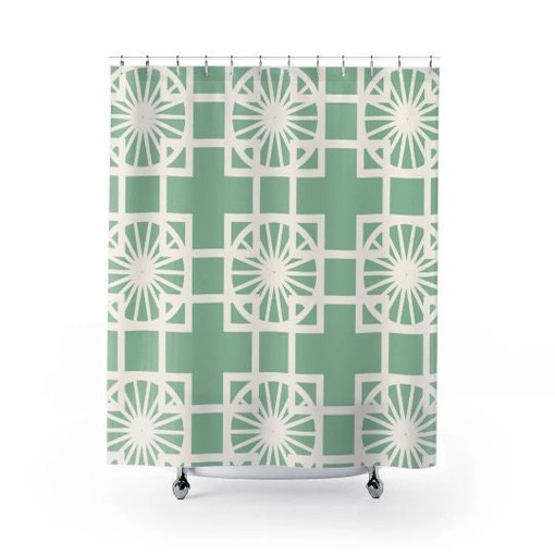Chic and Invigorating Mid Century Modern Palm Springs Breeze Block Shower Curtain - Unique Bathroom Decor - Image 2