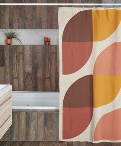 Chic and Vintage Retro Geometric Shower Curtain, Groovy 60's 70's Hippie Bathroom Accessory