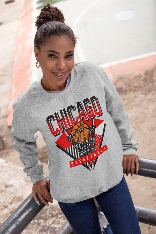 Chicago Basketball 90s Throwback Crewneck Unisex Sweatshirt Hoodie Shirt, NCAA Shirts for Men
