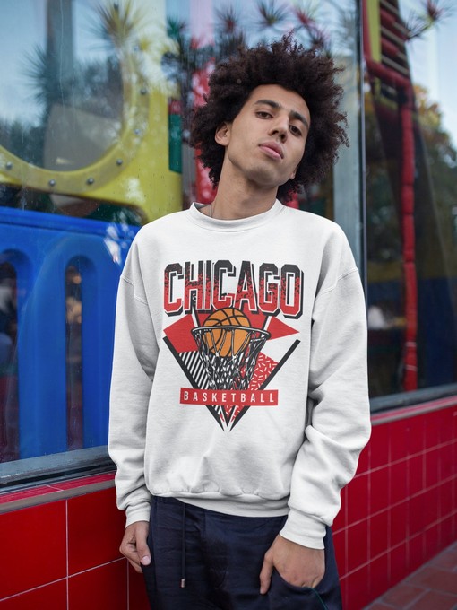 Chicago Basketball 90s Throwback Crewneck Unisex Sweatshirt Hoodie Shirt, NCAA Shirts for Men - Image 2
