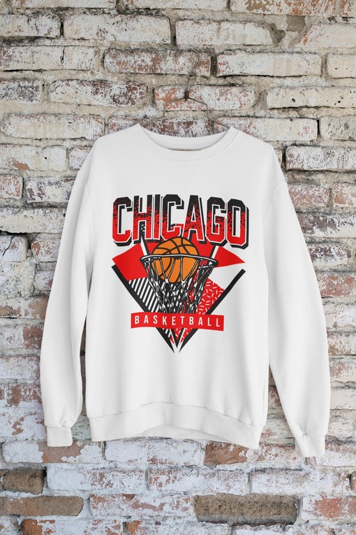 Chicago Basketball 90s Throwback Crewneck Unisex Sweatshirt Hoodie Shirt, NCAA Shirts for Men - Image 3