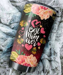 Chicago Blackhawks NHL Tumbler - Best Mom Ever with Cool Flower Design - G Fanatics