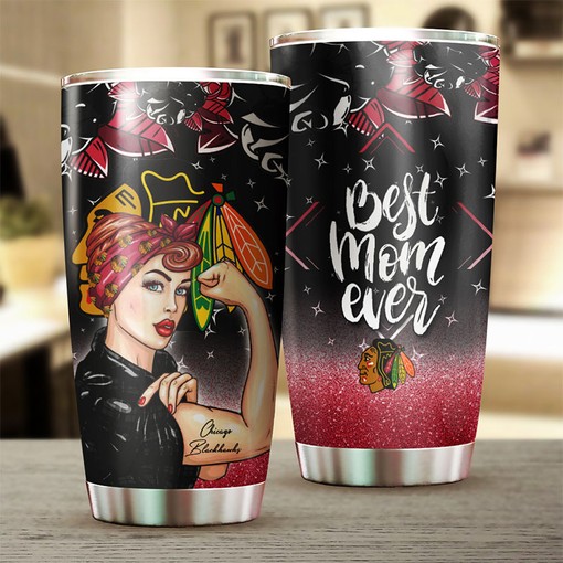 Chicago Blackhawks NHL Tumbler - Bold Strong Best Mom Ever Tumbler for Hockey Moms - G Fanatics