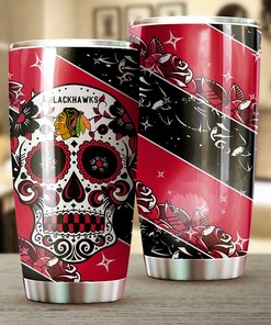 Chicago Blackhawks NHL Tumbler Game Nights' Skull Design NHL Tumbler for Fans, Perfect for Personalized Tumblers