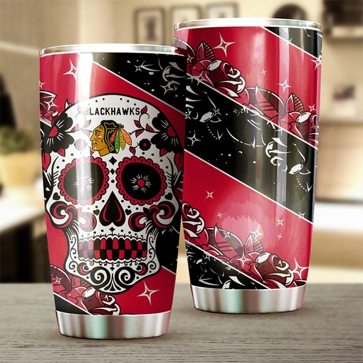 Chicago Blackhawks NHL Tumbler Game Nights' Skull Design NHL Tumbler for Fans, Perfect for Personalized Tumblers