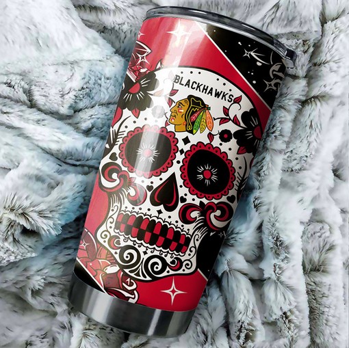 Chicago Blackhawks NHL Tumbler Game Nights' Skull Design NHL Tumbler for Fans, Perfect for Personalized Tumblers - Image 2