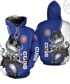 Chicago Cubs All Over Print 3D Hoodie with Jack Skellington and Zero Custom 3D Print