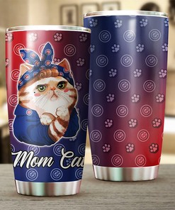 Chicago Cubs Cat Mom Personalized Tumbler - Sports Tumbler 20oz