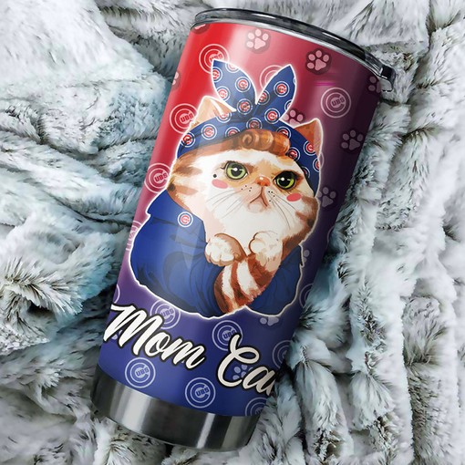 Chicago Cubs Cat Mom Personalized Tumbler - Sports Tumbler 20oz - Image 2