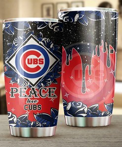 Chicago Cubs MLB Tumbler - "Peace, Love, and Baseball" Design with Custom MLB Logo
