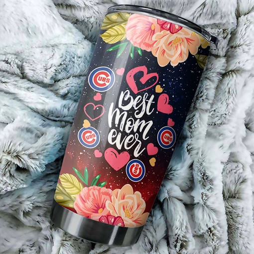 Chicago Cubs MLB Tumbler with Cool Flower and MLB Logo - Perfect for Cubs Fans - Image 2