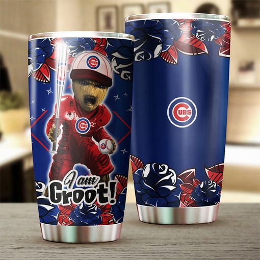 Chicago Cubs MLB Tumbler with Marvel's "I Am Groot" Personalization and Custom MLB Logo