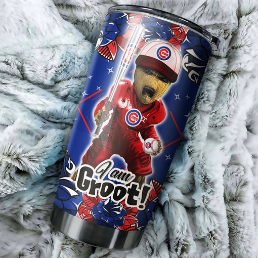 Chicago Cubs MLB Tumbler with Marvel's "I Am Groot" Personalization and Custom MLB Logo - Image 2