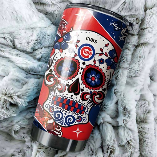Chicago Cubs MLB Tumbler with Skull Design - Ideal Tumbler for Cubs Lovers
