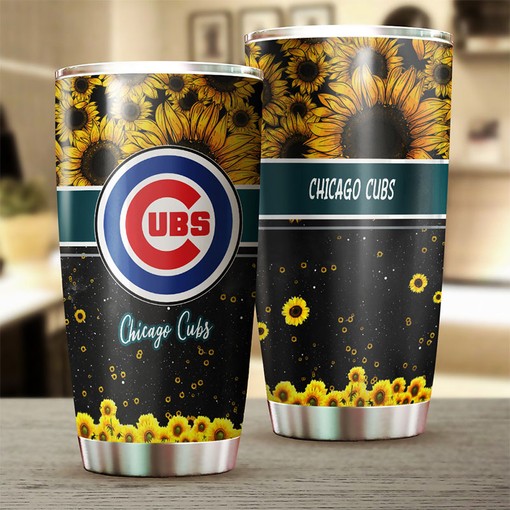 Chicago Cubs Radiant Flowers Sunflower Sunshine MLB Tumbler with a Vibrant and MLB Design