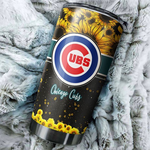 Chicago Cubs Radiant Flowers Sunflower Sunshine MLB Tumbler with a Vibrant and MLB Design - Image 2