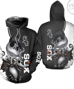 Chicago White Sox All Over Print 3D Hoodie with Jack Skellington and Zero Zip-Up