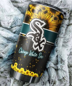 Chicago White Sox Beautiful Sunflower Design Personalized Tumbler - Sports Tumbler 20oz