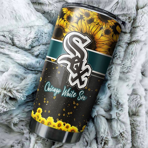 Chicago White Sox Beautiful Sunflower Design Personalized Tumbler - Sports Tumbler 20oz
