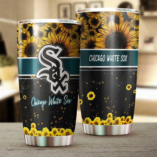 Chicago White Sox Beautiful Sunflower Design Personalized Tumbler - Sports Tumbler 20oz - Image 2