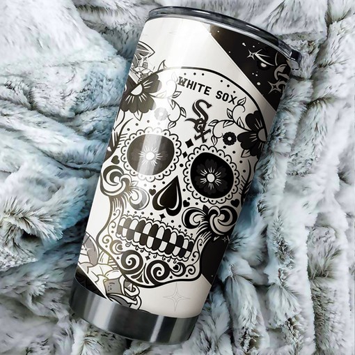 Chicago White Sox MLB Tumbler with Edgy Skull Design for Baseball Lovers and Custom MLB Logo