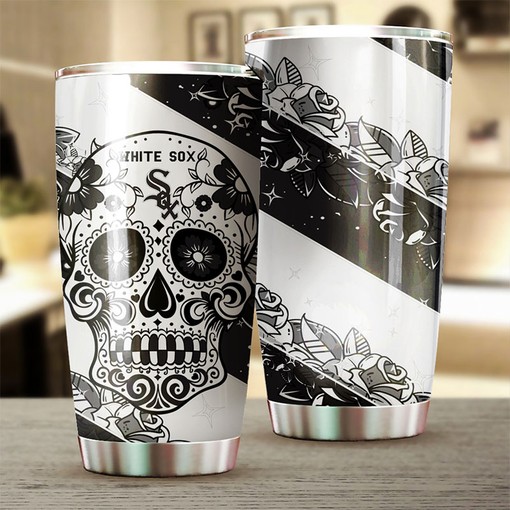Chicago White Sox MLB Tumbler with Edgy Skull Design for Baseball Lovers and Custom MLB Logo - Image 2