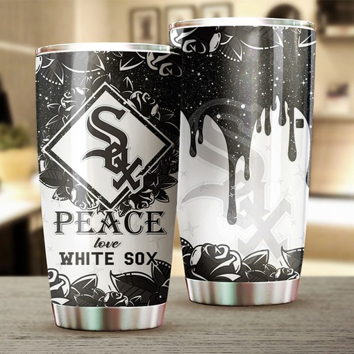 Chicago White Sox MLB Tumbler with Peace, Love and Baseball Design - Must-Have Tumbler for White Sox Fans